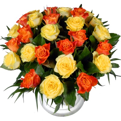 Oranje  en Gele rozen